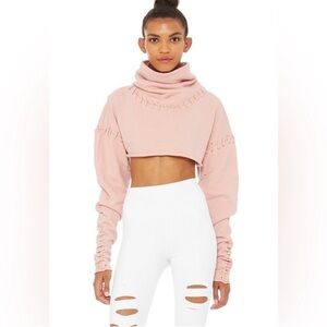 ALO Yoga Splice Long Sleeve Crop pink small